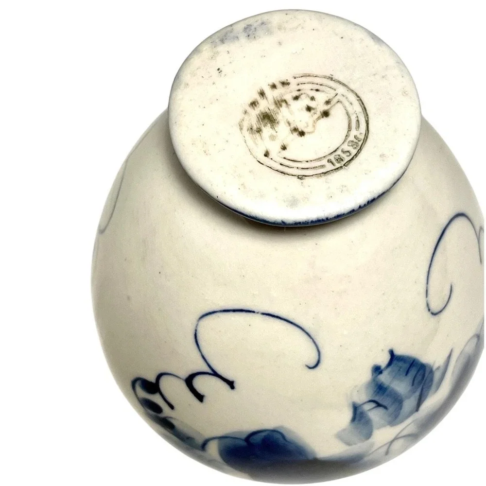 Vintage Russian Gzhel Blue &‎ White Hand Painted Vase Floral Design USSR Marked